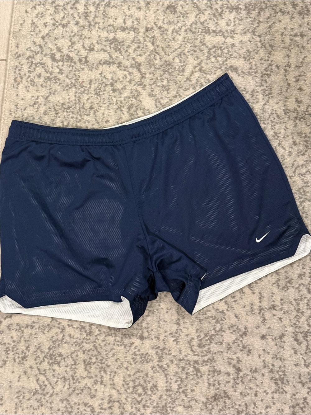 Nike Women's Navy Athletic Shorts with White Trim